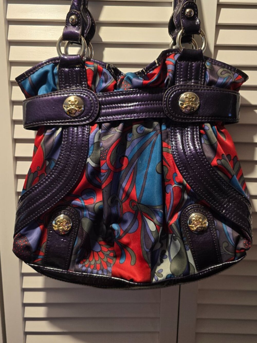 Kathy Van Zeeland Colorful Psychedelic Paisley Satchel Shoulder Bag